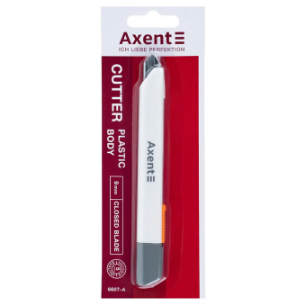 Купить Нож канцелярский "Axent" 9 мм. с металлическими направляющими, лезвие 9 мм, белый оптом